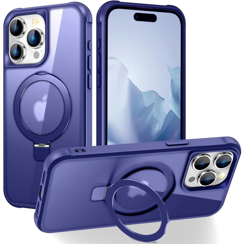 Iphone 13 Pro Case With Invisible Magnetic Ring Stand, Translucent, Magsafe Compatible, Military-Grade Drop Protection, Klein Blue 9170372333745