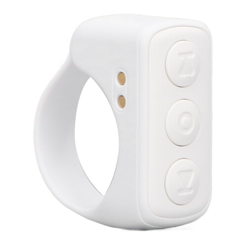 Remote Control Scrolling Ring Bluetooth Selfie Button with Charging Case – White