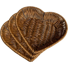 Wicker Bread Basket,Handwoven Storage Basket for Fruit Basket Vegetables Cosmetics in Home Restaurant & Bakery (Heart-shaped 3Pack)