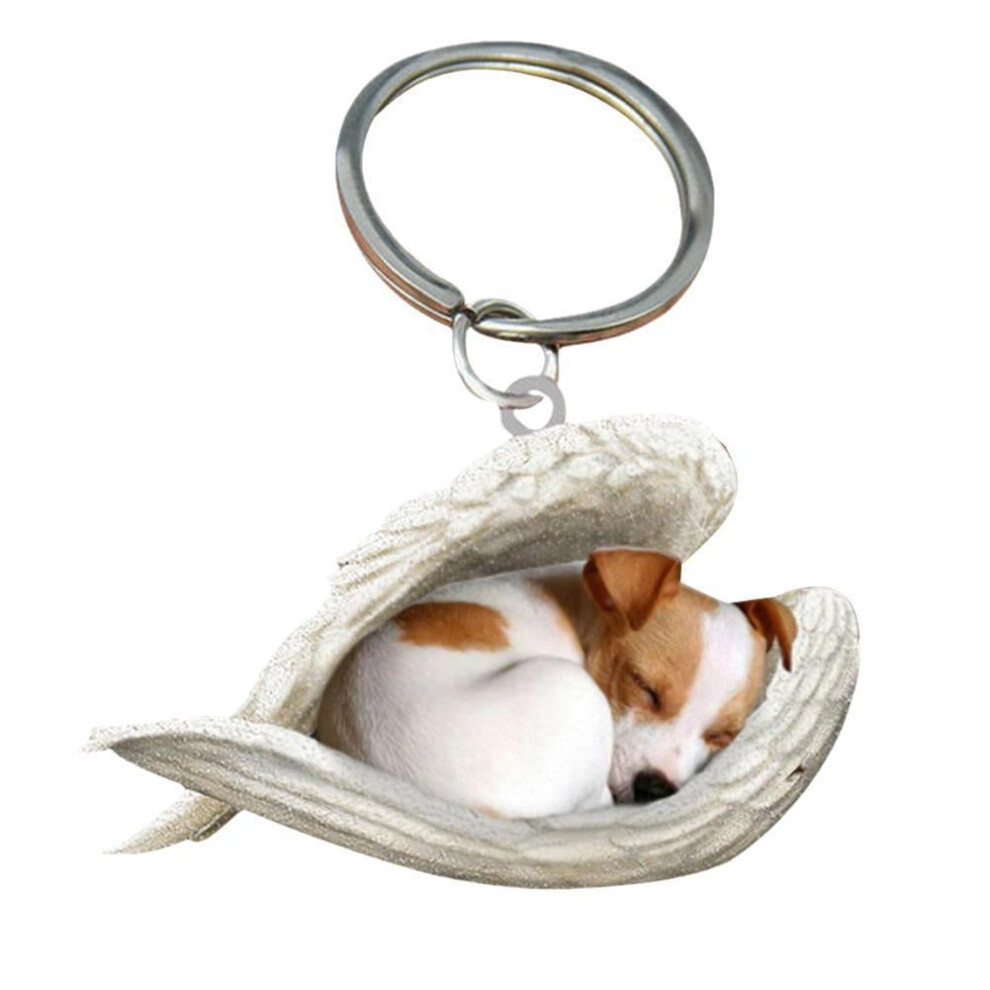 CHAHU Dog Sleeping Angel Acrylic Keychain Cute Dog Animal Angel Wings Hanging Ornaments Car Pendant for Dog Lovers