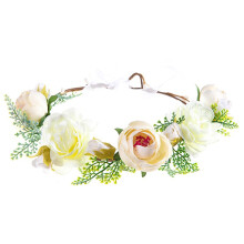 Flower Crown, Flower Headband, Flower Girl Hair Accessory, Women Hair Accessories Ladies Girls Headwear, Floral Headpiece, White 2 One Size