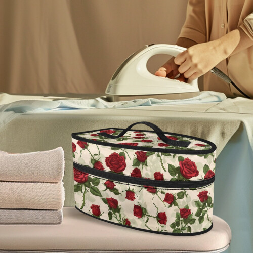 Roses Pattern Clothes Iron Storage Case Polyester Handle Easy Storage Cleaning, Bag Only 1