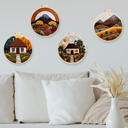 Κιτ ζωγραφικής DIY από μαλλί τσόχα – Σετ εκκίνησης για βελονάκι Mountain House για 1