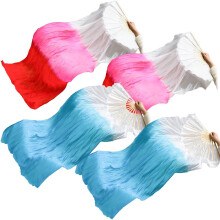 2 paires d'éventails pour la danse du ventre, voiles en bambou et imitation soie de 1,8 m pour femmes – scène, culte, mariage, main