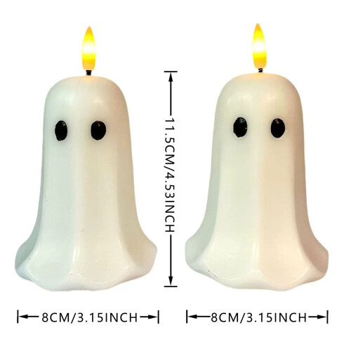 Συσκευασία 6 κεριών LED χωρίς φλόγα με θέμα το Halloween, Λειτουργούν με μπαταρία και 2