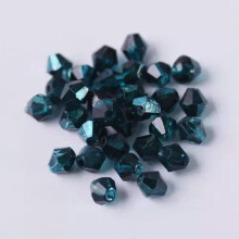 Engros 3mm/4mm/6mm Belagte Bicone Facetslebne Krystalglas Løse Spacerperler Parti-#413Metal Påfugleblå-6mm/50stk