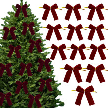 12Pcs Red Velvet Bows for Christmas Tree, Wreath & Home Decor – Compatible with Holiday, Party, Door, Wine Decor