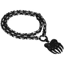 Vikingketting voor mannen met wolfskop en koningsketting: vintage Scandinavische amulethanger, roestvrijstalen amulet, sieraad, cadeau