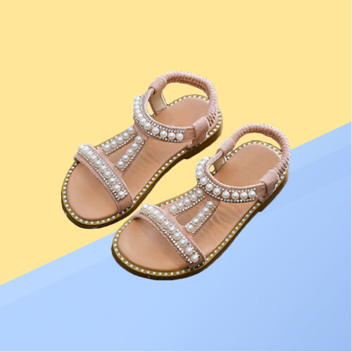 3Pièces Sandales Cuir PU Kaki Perles Chaussures Été 2