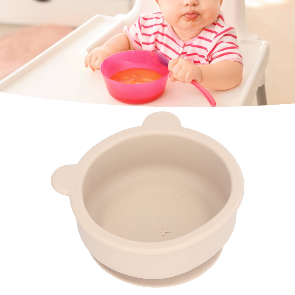 Baby Bear-Shaped Silicone Toddler Bowl with Suction, Beige
