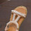 3Pièces Sandales Cuir PU Kaki Perles Chaussures Été 7