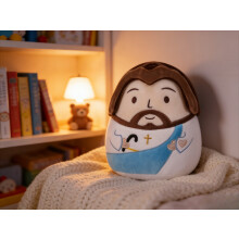 Coussin en peluche Jésus - Cadeau chrétien - Peluche Jésus idéale pour les religieux, motif prière, bleu, 25 cm