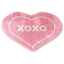 Tapis de bain antidérapant en forme de cœur pour la Saint-Valentin, 40 x 60 cm, lavable, rouge, pour sol/porte – Compatible avec toutes les