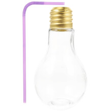 Verres Topbathy créatifs en verre blanc en forme d'ampoule, avec bouchons étanches et pailles réutilisables, 400 ml