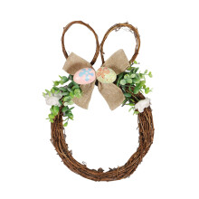 Osterhasen-Frühlingskranz, Blüten-Hasengirlande mit Schleife und Eiern, künstlicher Blumenkranz für die Haustürdekoration