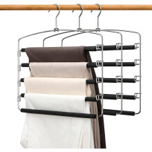 Cintres antidérapants Triani à 5 couches (lot de 3, noirs) – Rembourrés en mousse, peu encombrants, compatibles avec jeans, pantalons, jupes et