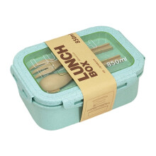Boîte à bento verte pour employés de bureau, compatible micro-ondes, style japonais, compartimentée et portable.