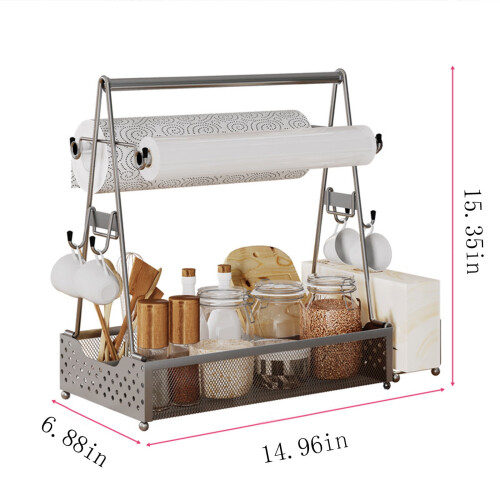 Grill Caddy με λαβή και θήκη για χαρτοπετσέτες – Οργανωτής σκευών μπάρμπεκιου, πικνίκ, 2