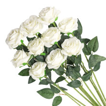 Veryhome Halloween Schwarze künstliche Blumen Seidenrosen Real Touch Brautstrauß für Zuhause Garten Party Blumendekoration 10 Stück (Schwarz)