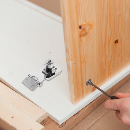 Keyed Hasp Lock Latch Set for Metal Cabinet Drawer 1