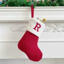 Christmas Stockings with Initials, 7"Small Embroidered Letter Knit Red White for Family Holiday Decorations and Xmas Tree Fireplace
