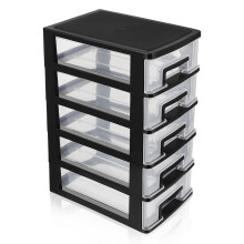 Topbathy Black Plastic Storage Cabinet with Multi Drawer Design for Office and Study Rooms
