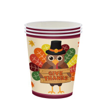 Service de table 24 pièces pour Thanksgiving avec motifs automnaux | Assiettes, serviettes et gobelets en carton – Idéal pour les repas entre