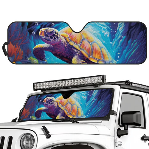 Turtle Cherry Blossom Windshield Sunshade for Jeep TJ JK UV 1
