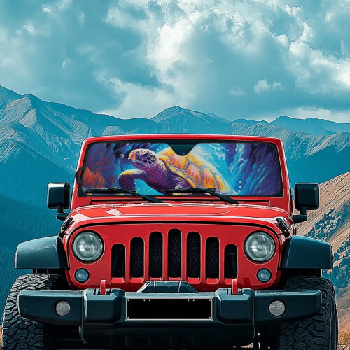 Turtle Cherry Blossom Windshield Sunshade for Jeep TJ JK UV 2