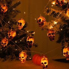 Slinger met doodskopverlichting, 40 led's, 6 meter, werkt op batterijen/USB, 2 standen, Halloween-decoratie voor binnen en buiten – Geschikt voor