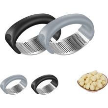 Presse-ail et bascule 2 en 1 en acier inoxydable, facile à presser et à nettoyer — Compatible avec toutes les cuisines