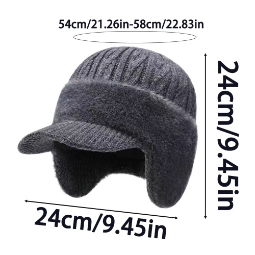 Winter Woolen Hat with Earflaps and Brim 1 PC 2