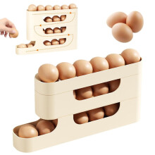 Dispensador de huevos de 4 niveles para refrigerador, dispensador automático, ahorra espacio, organizador de gran capacidad (compatible con