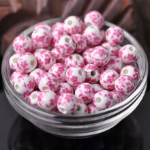 10 Stück runde, 8 mm, 10 mm, 12 mm große, bunte Keramik-Porzellanperlen mit Blumenmuster – 112#-10 mm