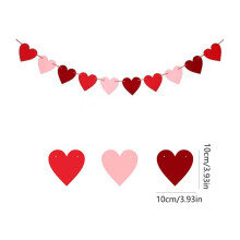 Guirnalda de corazones de fieltro para el Día de San Valentín – 2 tiras para repisa de chimenea, pared, decoración de fiestas – Corazones