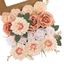 Lot de fleurs artificielles en liquidation : dahlias, roses avec tiges – Bouquets de mariage à faire soi-même, décorations de naissance,