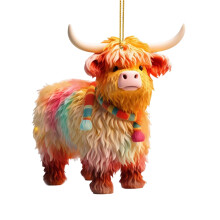 Décorations de Noël : vaches des Highlands, pendentifs vache en acrylique, décorations pour sapin de Noël, vaches décoratives de style dessin