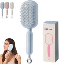 Peigne massant rétractable QINGQ, brosse à cheveux autonettoyante avec poils rétractables pour tous types de cheveux, format voyage portable