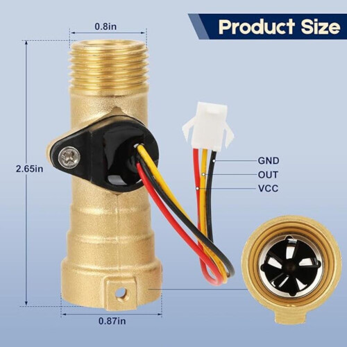 Brass Water Flow Sensor for Girard GSWH2 Easy Integration with Existing Unit 1