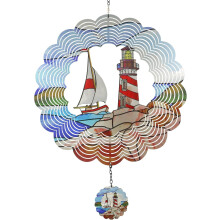 Girouette 3D Phare, art cinétique en métal, décoration extérieure, ornements marins pour jardin et cour