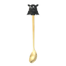 Halloween koffielepels – Roestvrijstalen theelepels met pompoen- en vleermuishanger voor feestjes, desserts en suiker – Past perfect bij