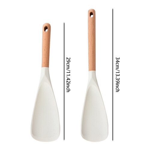 2PCS Silicone Spatula Spoon Set, 11"/13", Wood Handle, Compatible with Nonstick Cookware 1