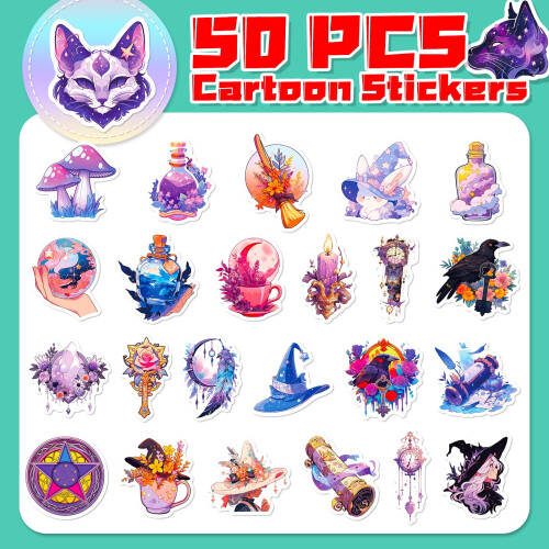 Magic Elements Stickers Purple Wizard Witch Iridescent 2