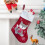 Weihnachtsstrumpf mit Eichhörnchenmuster, 40 x 15 cm, weiße Manschette, rot 4