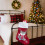 Weihnachtsstrumpf mit Eichhörnchenmuster, 40 x 15 cm, weiße Manschette, rot 5