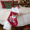 Weihnachtsstrumpf mit Eichhörnchenmuster, 40 x 15 cm, weiße Manschette, rot 6