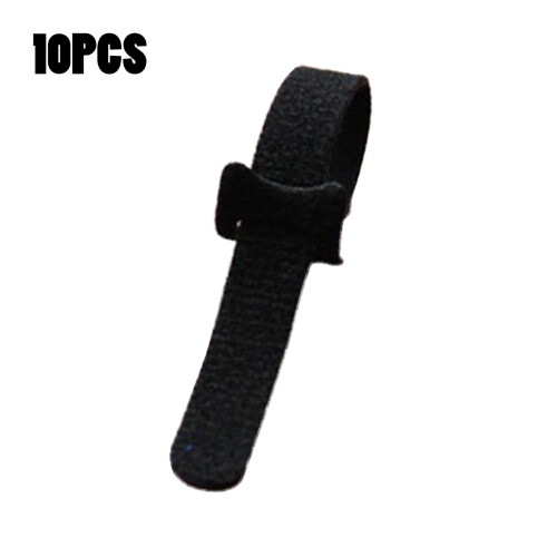 10pcs Multi-Purpose Reusable Hook and Loop Cable Ties Fastening Straps Tie Downs Black