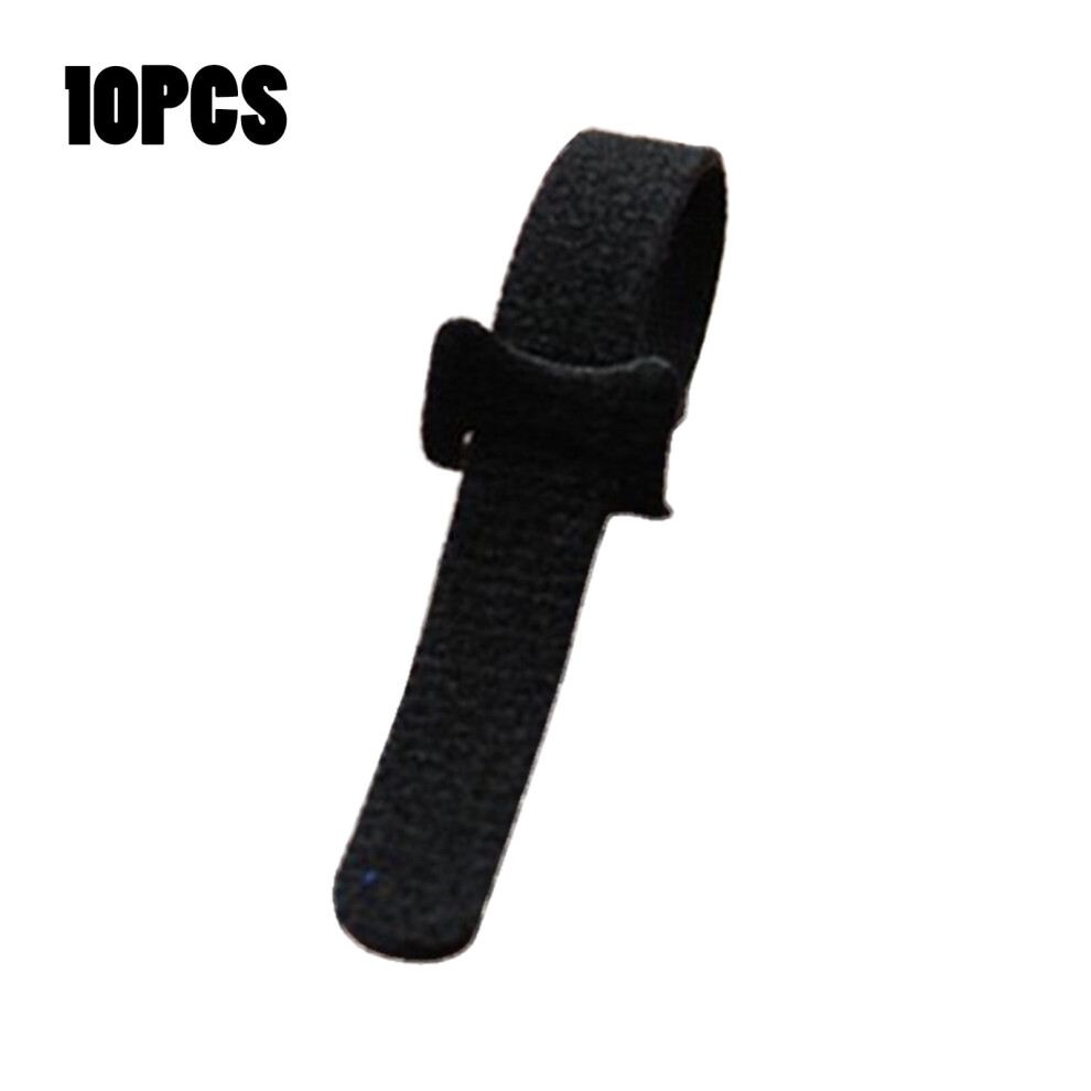 10Pcs Multi-Purpose Reusable Hook And Loop Cable Ties Fastening Straps Tie Downs Black 9087558618209