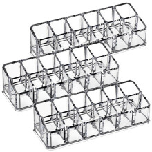 Boîte de rangement pour cosmétiques, porte-brillant à lèvres, lot de 3, 17 x 6,2 x 4,3 cm