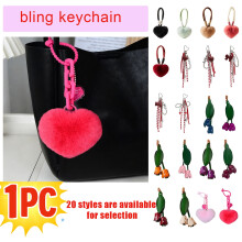 Bling Keychain for Women,Red Bow with Heart-Shaped Rhinestones,Elegant Keychain for Handbags,Fashionable Purse Pendant,Cute Car Keychain Charm